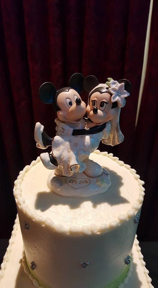 Waterfall Disney Wedding Mickey and Minnie cake