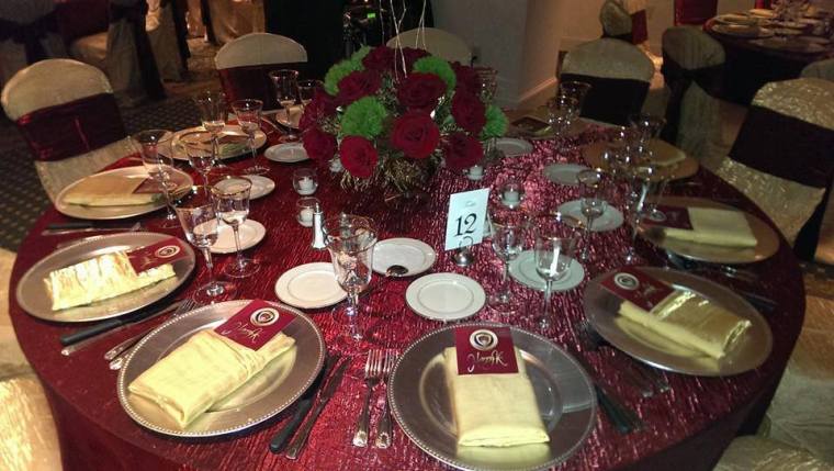 Rehoboth Beach Country Club maroon table setting